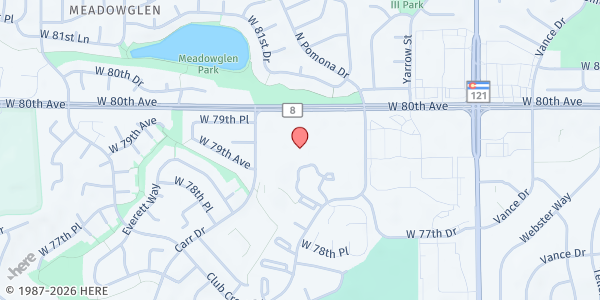 Map showing Revive Church Food Pantry at 8270 W. 80th Ave., Arvada, CO