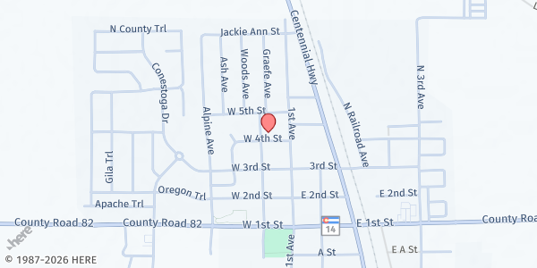Map showing First Lutheran Church at 402 Graefe Ave, Ault, CO