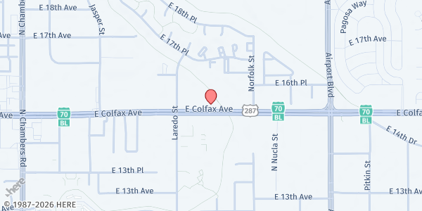 Map showing Ansar Pantry at 16251 E Colfax Ave # 208, Aurora, CO