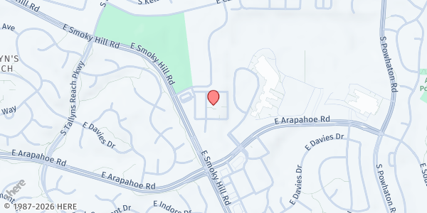 Map showing Eastern Hills Community Church Marketplace Food Bank at 25511 E Smoky Hill Rd, Aurora, CO