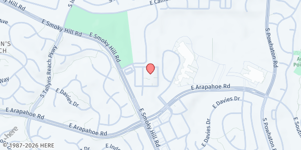 Map showing Eastern Hills Community Church Marketplace Food Bank at 25511 E. Smoky Hill Rd., Aurora, CO