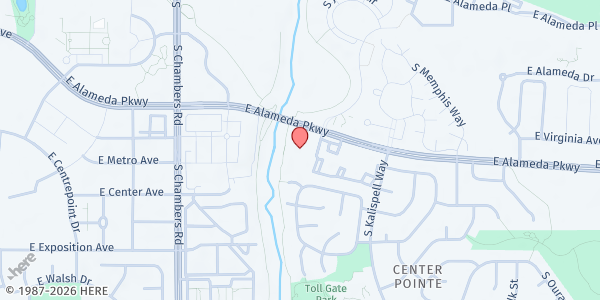 Map showing Elevation Christian Church at 15600 E Alameda Pkwy, Aurora, CO