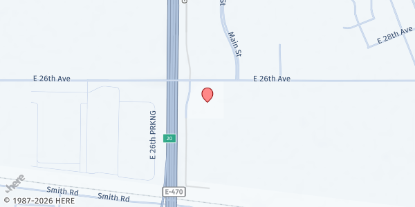 Map showing First Love Church - Food Distribution Center at 23940 E 26th Ave, Aurora, CO