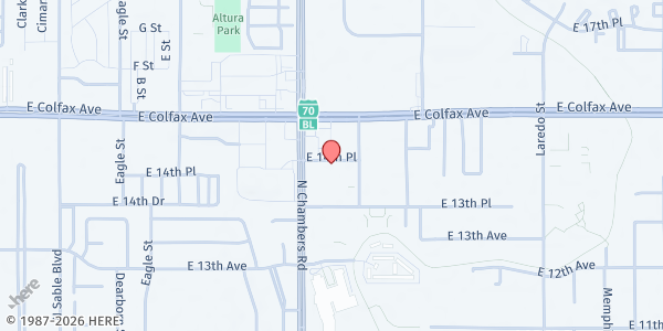 Map showing Jewish Family Services - Altura Plaza at 15400 E 14th Pl, Aurora, CO