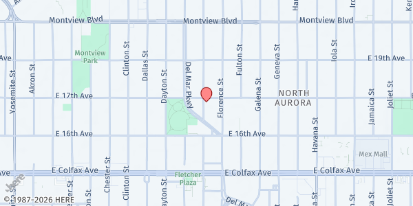 Map showing JFS- Project Worthmore at 1666 Elmira St, Aurora, CO