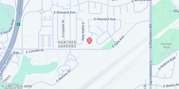 Map showing Southeast Church of Christ at 14601 E. Yale Ave., Aurora, CO