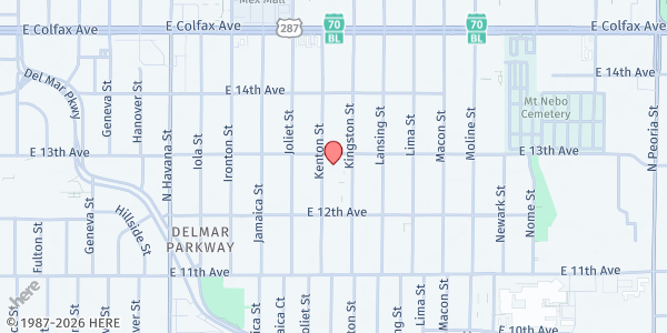 Map showing St. Therese Catholic Church - SVDP at 1243 Kingston St., Aurora, CO