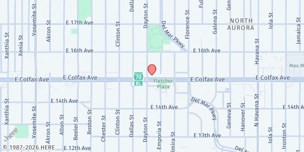 Map showing Struggle of Love Foundation at 9715 E Colfax Ave, Aurora, CO