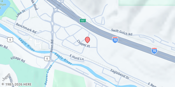 Map showing The Salvation Army Vail Valley Service Extension Center at 322 E Beaver Creek Blvd, Avon, CO