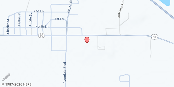 Map showing Los Pobres Center (at Sacred Heart) at 240 E US-50, Avondale, CO