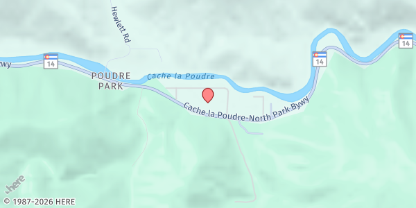 Map showing Poudre Christian Fellowship at 10108 Poudre Canyon Hwy., Bellvue, CO