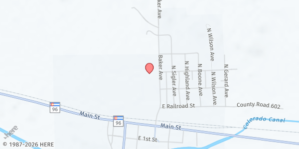 Map showing Town of Boone- Mobile Pantry at 300 Baker Ave., Boone, CO