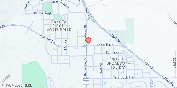 Map showing Boulder Housing Partners at 4800 Broadway, Boulder, CO