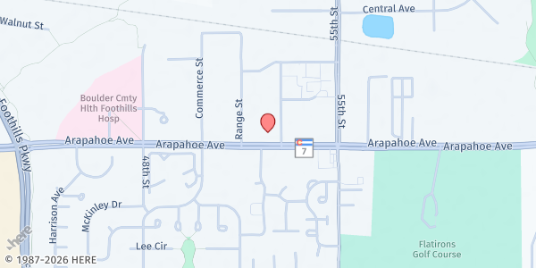 Map showing Bridge House- Community Table Kitchen at 5345 Arapahoe Ave., Boulder, CO
