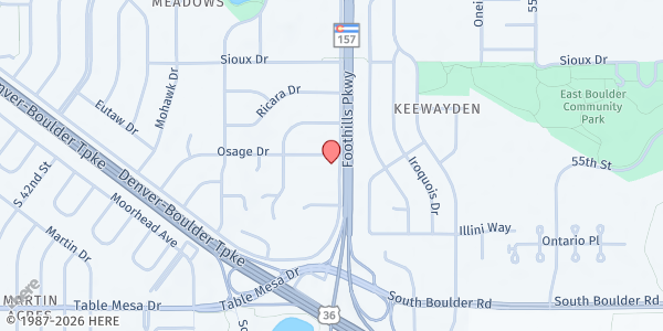 Map showing Nest Communities Mobile Pantry - Osage Dr at 4990 Osage Dr, Boulder, CO