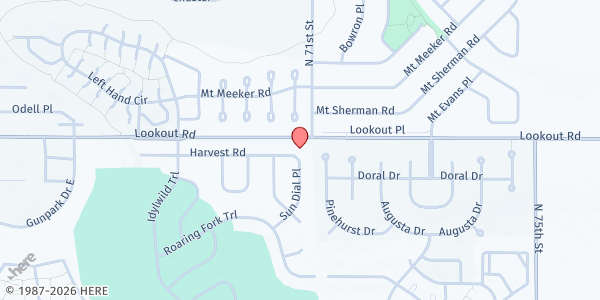 Map showing Shepherd of the Hills at 7077 Harvest Rd, Boulder, CO