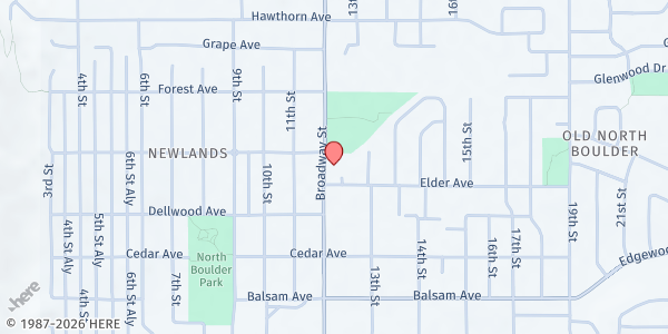 Map showing TGTHR Boulder at 3080 Broadway, BOULDER, CO