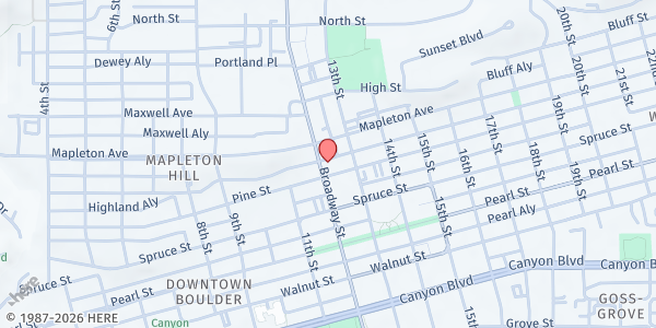 Map showing Trinity Lutheran Church at 2200 Broadway, Boulder, CO
