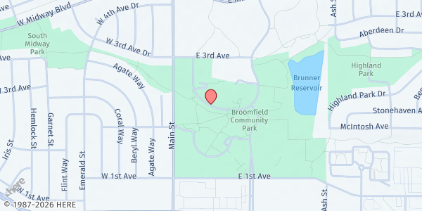 Map showing Broomfield Meals on Wheels at One DesCombes Dr., Broomfield, CO