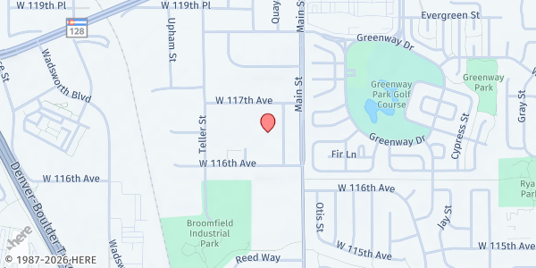 Map showing North Denver Cares at 6900 W 117th Ave, Broomfield, CO