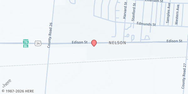 Map showing Brush First Church of the Nazarene at 26150 US-34, Brush, CO