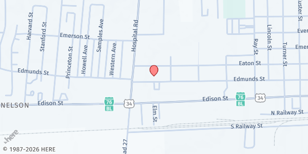 Map showing Brush United Methodist Church at 1701 Edmunds St, Brush, CO