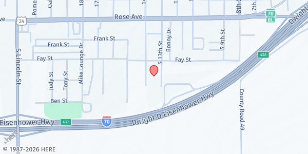 Map showing Burlington Community Center at 340 S 14th St, Burlington, CO