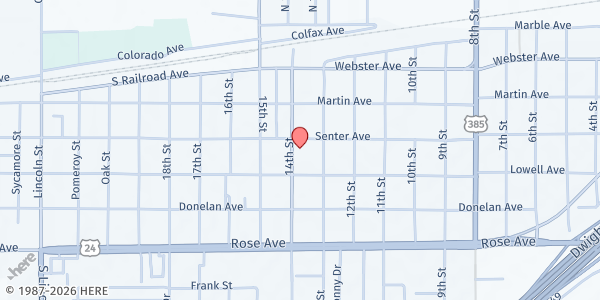 Map showing Prairie Family Center at 1040 Rose Ave., Burlington, CO