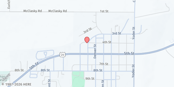 Map showing Eastern Plains Community Pantry at 701 4th Street, Calhan, CO