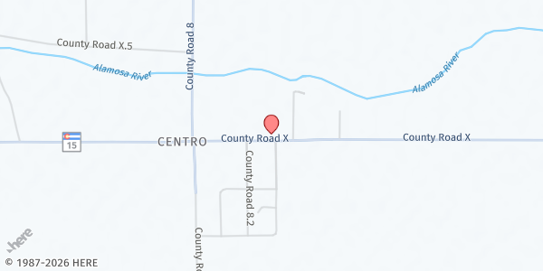 Map showing Capulin Food Bank at 8197 State Hwy 15, Capulin, CO