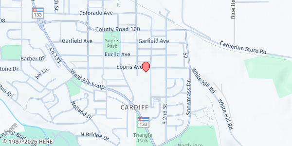 Map showing Carbondale Branch Library at 320 Sopris Ave., Carbondale, CO