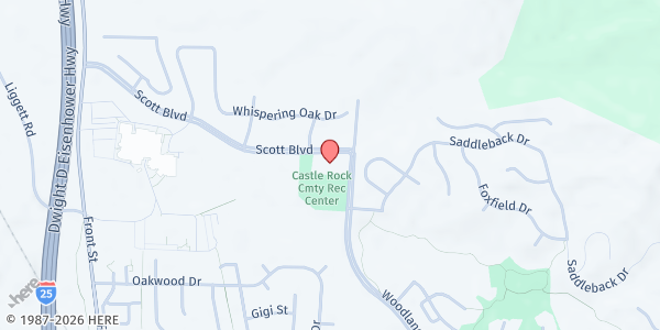 Map showing Castle Rock Senior Activity Center at 2323 N. Woodlands Blvd., Castle Rock, CO