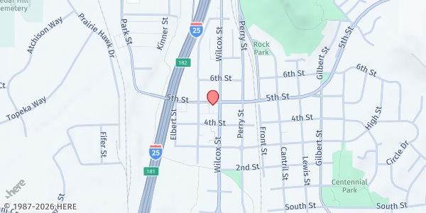 Map showing Catholic Charities of Central Colorado - Castle Rock Office at 2 Oakwood Park Plaza, Castle Rock, CO