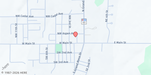 Map showing Cedaredge Community Center at 140 NW 2nd St., Cedaredge, CO