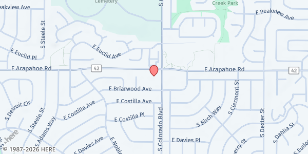 Map showing Salvation Army-Centennial Corps at 3900 E Arapahoe Rd, Centennial, CO