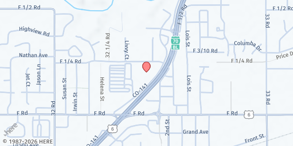 Map showing Father Woody's Haven of Hope at 615 Interstate 70 Business Loop, Clifton, CO