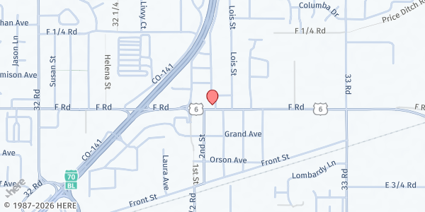 Map showing Food Bank of the Rockies Mobile Pantry - Clifton Christian Church at 3241 F 1.25 Rd, Clifton, CO