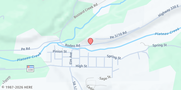 Map showing Plateau Valley Assembly at 51228 Hwy 330 E, Collbran, CO
