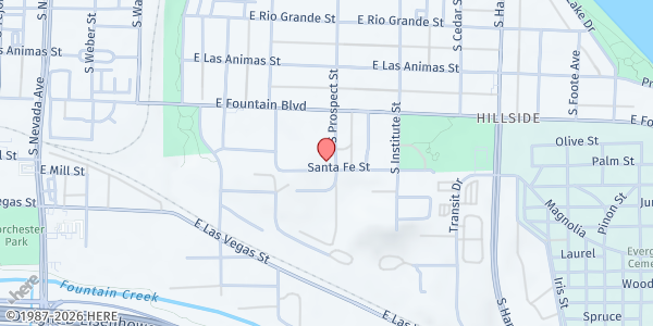 Map showing Action In Action at 930 S Prospect St, Colorado Springs, CO