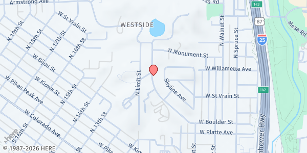 Map showing Boys & Girls Club - El Pomar Club at 805 Praderia Ave., Colorado Springs, CO