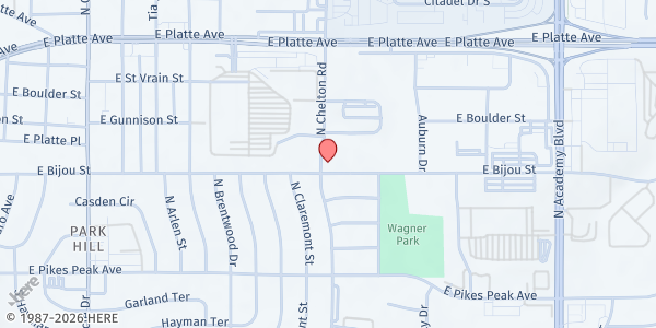 Map showing Charity's Hope at 201 N Chelton Rd, Colorado Springs, CO