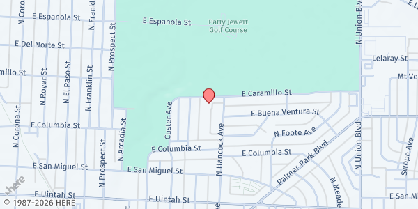 Map showing Colorado Springs Senior Center at 1514 N. Hancock Ave., Colorado Springs, CO