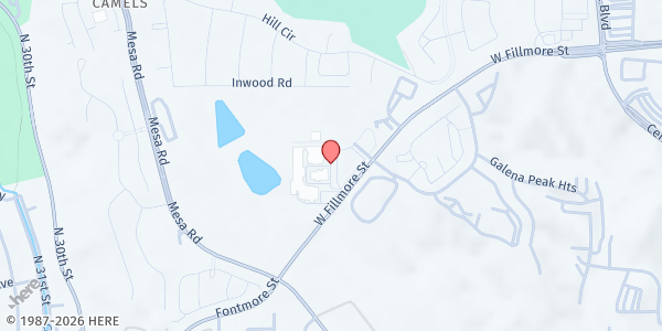 Map showing Coronado High School at 1590 W Fillmore St, Colorado Springs, CO