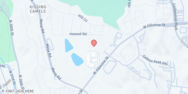 Map showing Cougar Cares at Coronado High School at 1590 W Fillmore Street, Colorado Springs, CO