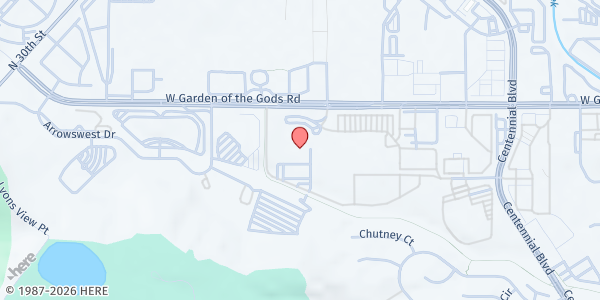 Map showing El Paso County Department of Human Services at 1675 W Garden of the Gods Road, Colorado Springs, CO
