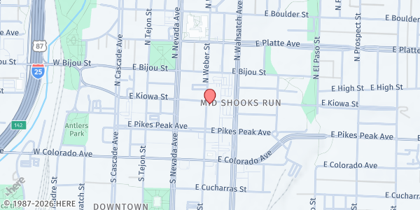 Map showing First Baptist Church at 317 E. Kiowa St., Colorado Springs, CO