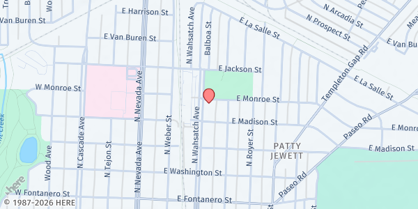 Map showing Fishes & Loaves Food Pantry at 2221 N Wahsatch Ave, Colorado Springs, CO