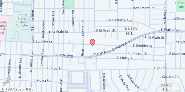 Map showing Good News Foundation at 2323 E Boulder, Colorado Springs, CO