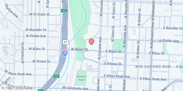 Map showing Marian House Kitchen at 14 W Bijou St, Colorado Springs, CO