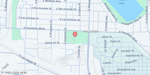 Map showing Open Heart Ministries at 925 S. Institute St., Colorado Springs, CO
